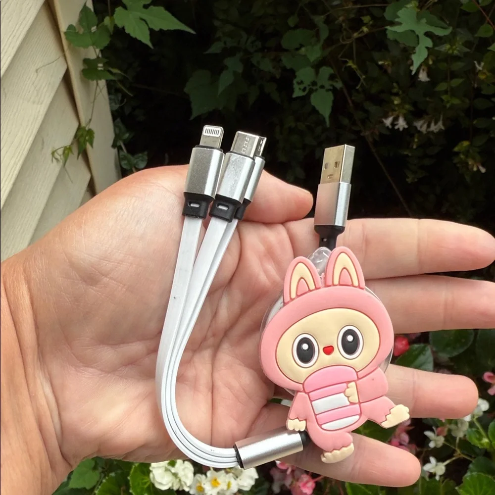 Labubu Multi-Connector Charging Cable - Pink